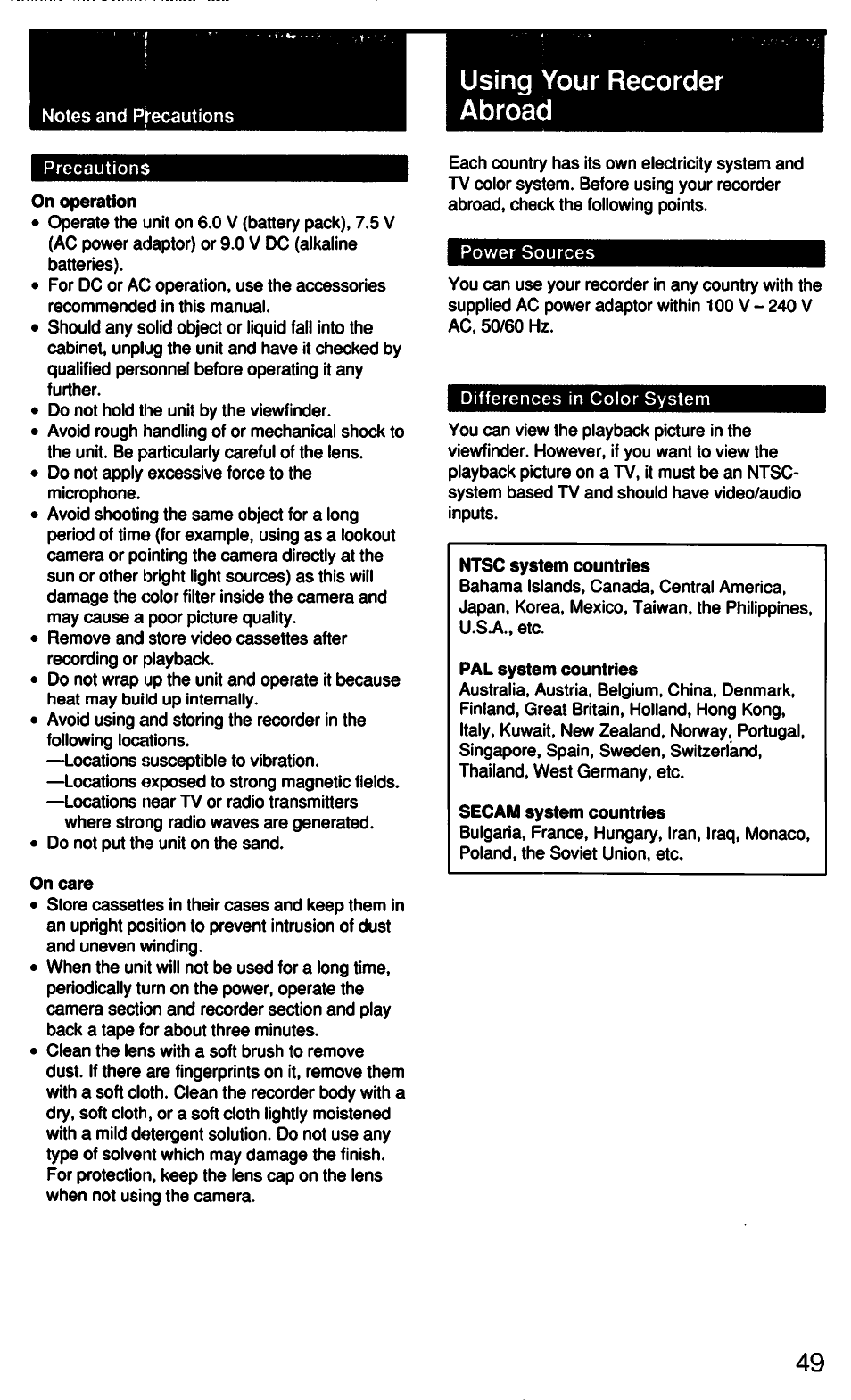 Sony CCD-F33 User Manual | Page 49 / 52