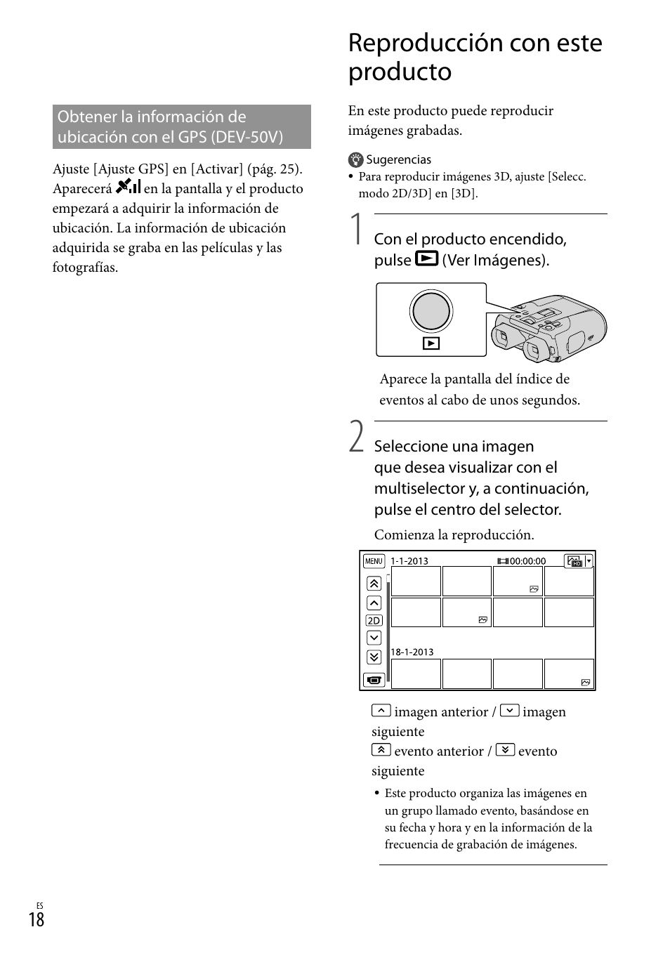 Reproducción con este producto | Sony DEV-50 User Manual | Page 96 / 116