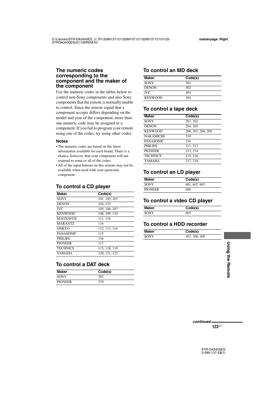 Sony STR-DA3400ES User Manual | Page 123 / 144