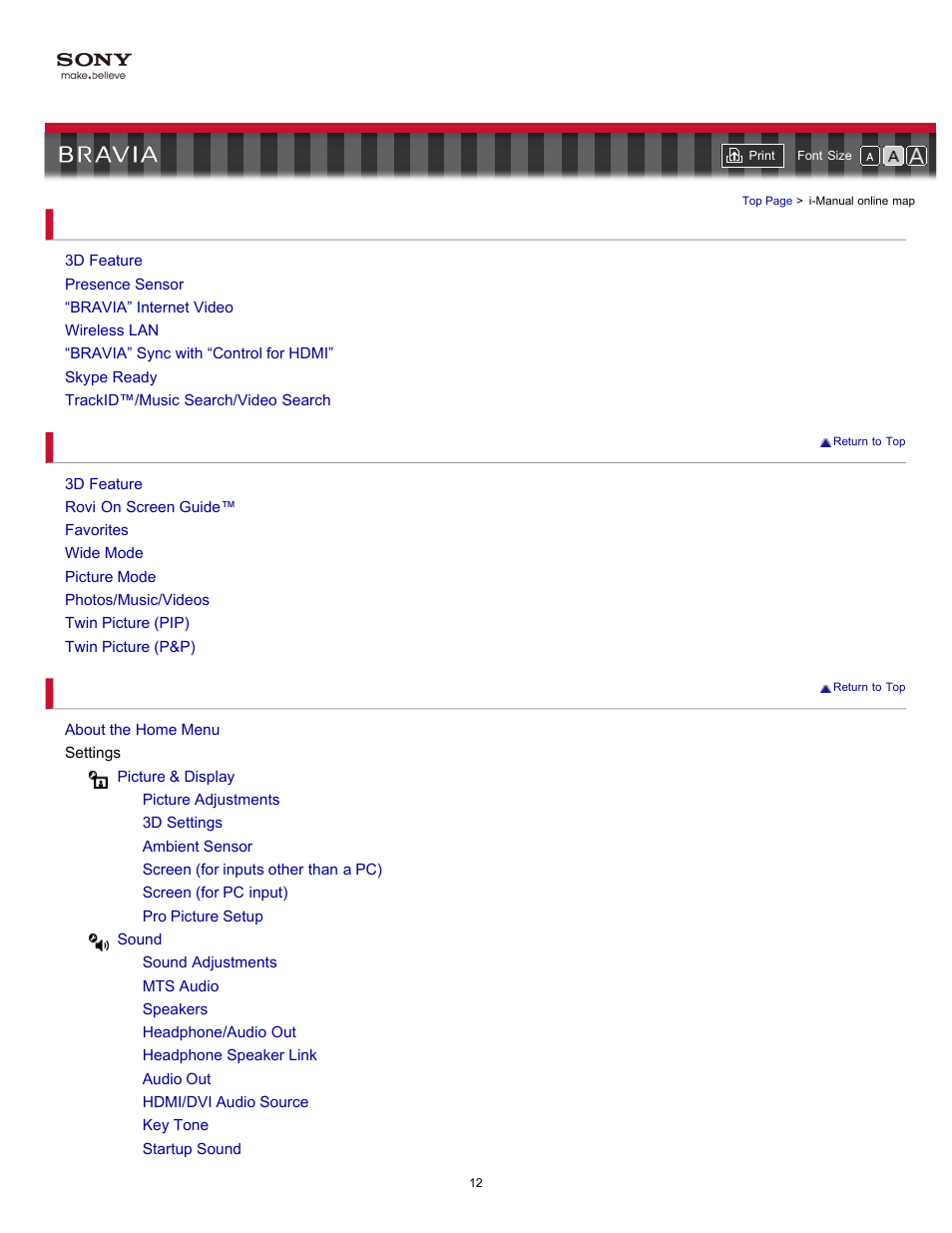 I-manual online map | Sony KDL-46HX729 User Manual | Page 12 / 176