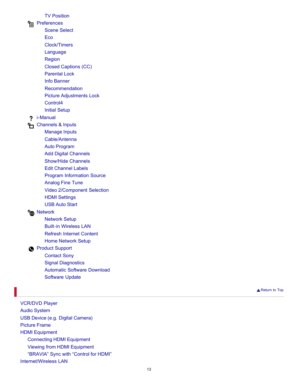 Sony KDL-46HX729 User Manual | Page 13 / 176
