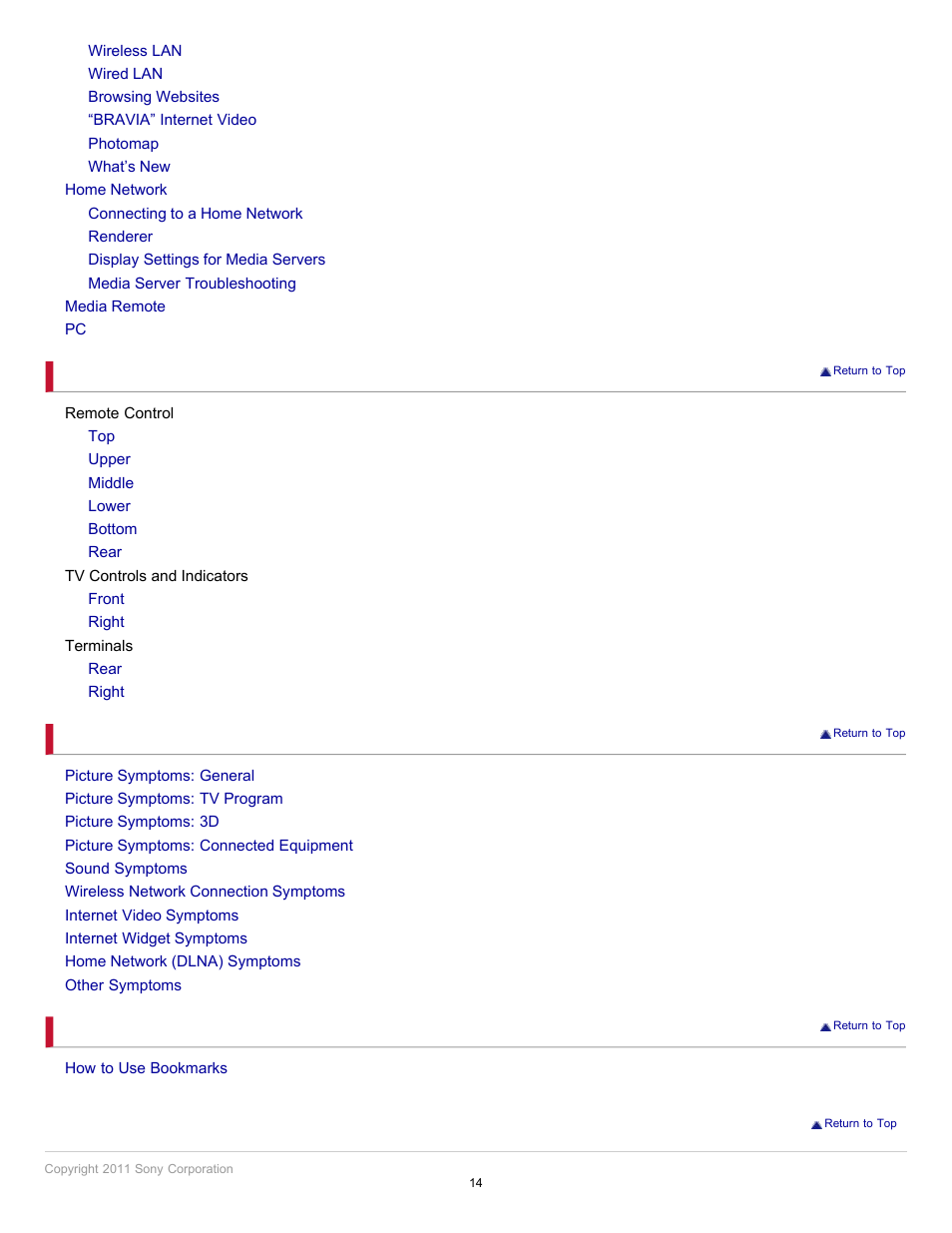 Sony KDL-46HX729 User Manual | Page 14 / 176