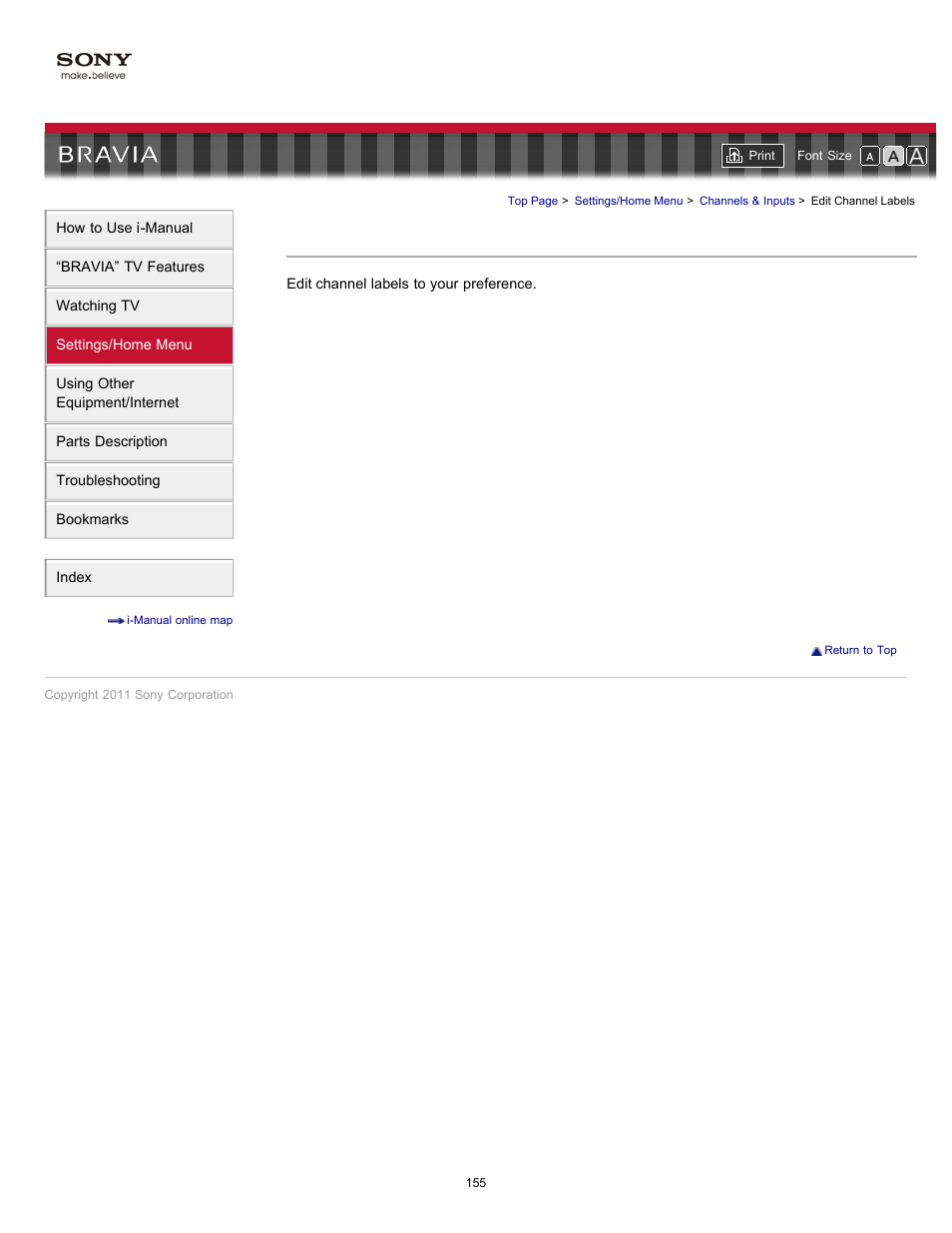 Edit channel labels | Sony KDL-46HX729 User Manual | Page 155 / 176