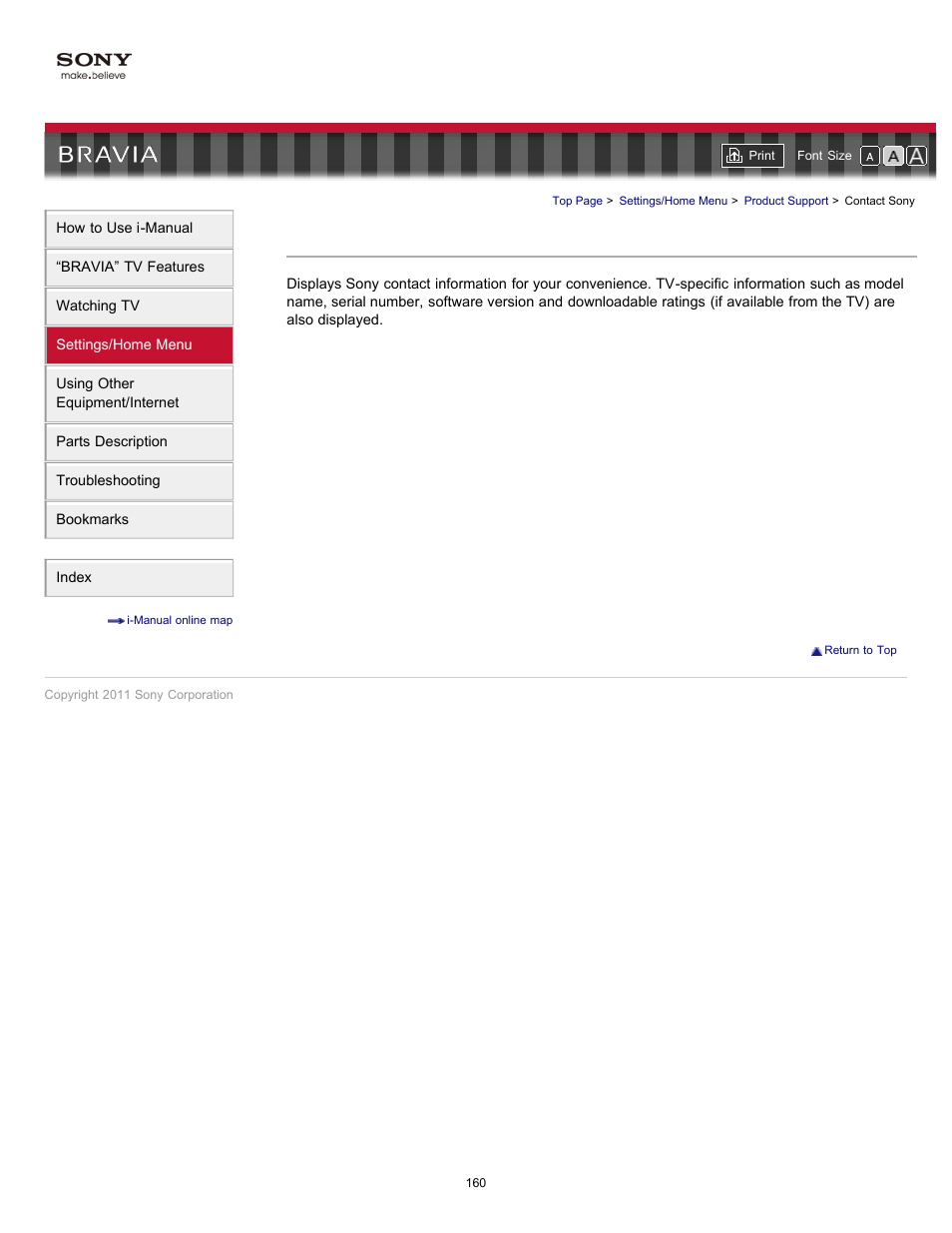 Contact sony | Sony KDL-46HX729 User Manual | Page 160 / 176