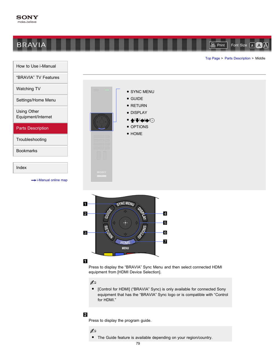 Middle | Sony KDL-46HX729 User Manual | Page 79 / 176