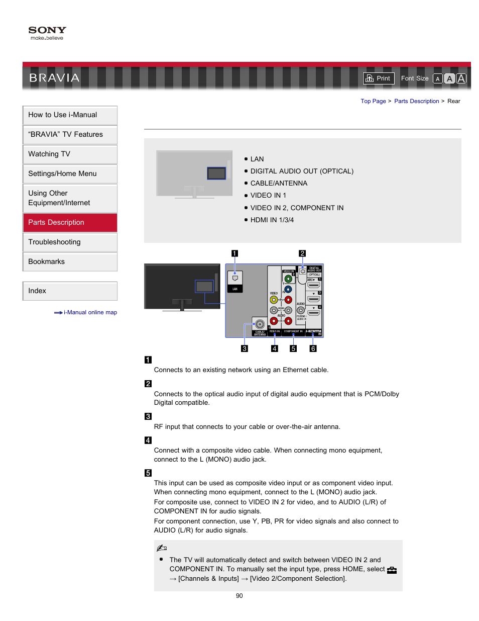 Rear | Sony KDL-46HX729 User Manual | Page 90 / 176