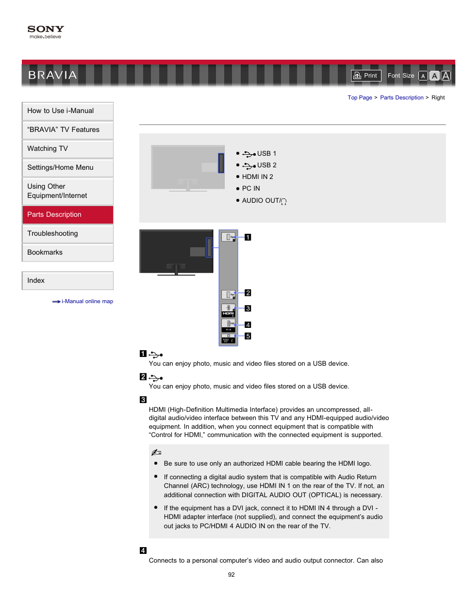 Right | Sony KDL-46HX729 User Manual | Page 92 / 176