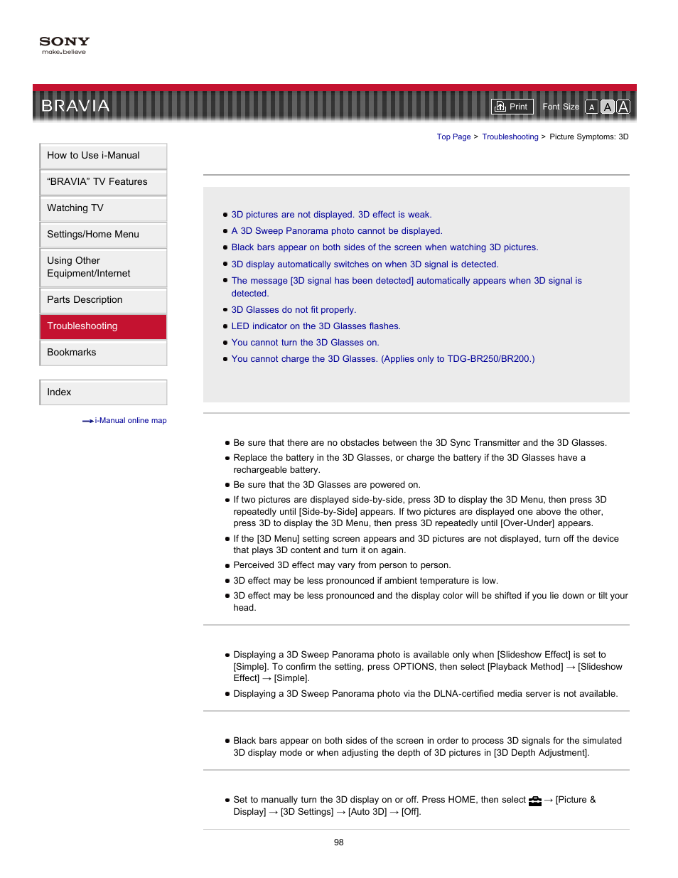 Picture symptoms: 3d | Sony KDL-46HX729 User Manual | Page 98 / 176