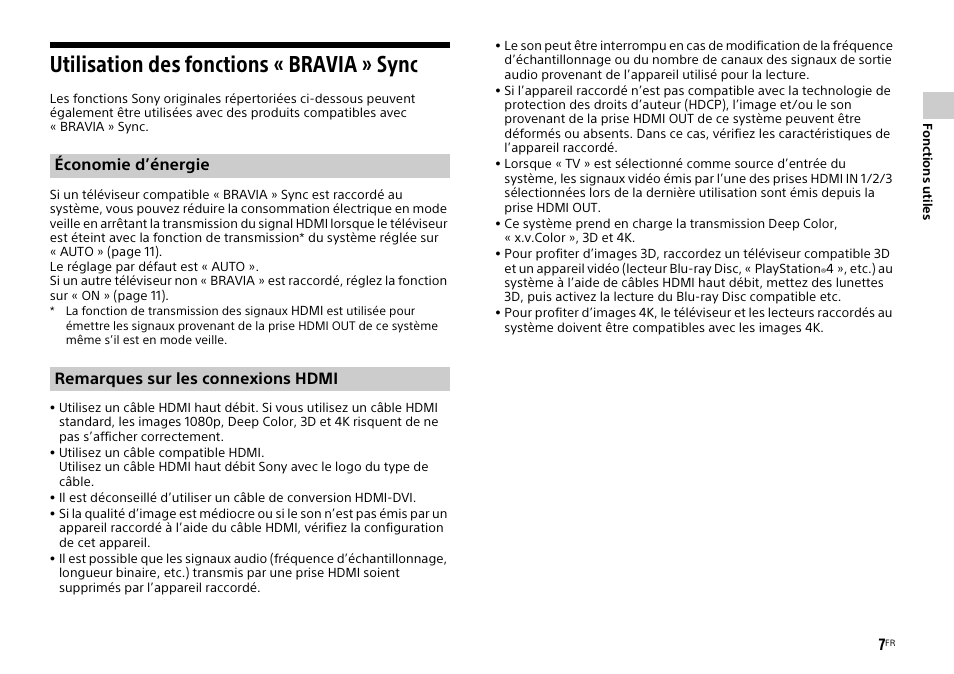 Utilisation des fonctions « bravia » sync | Sony HT-XT1 User Manual | Page 29 / 72