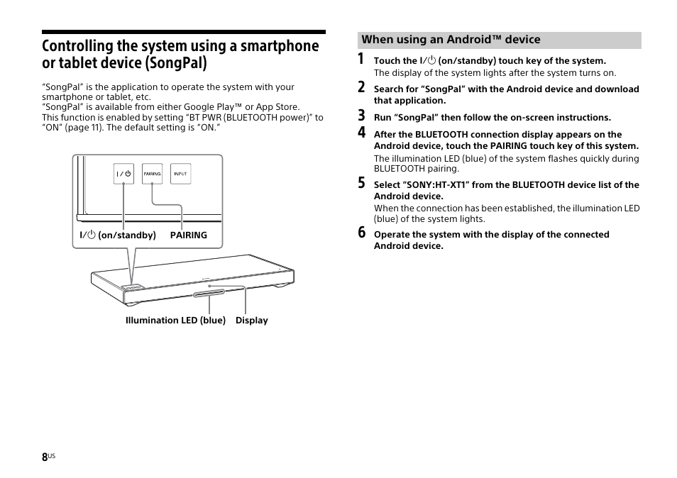Songpal) | Sony HT-XT1 User Manual | Page 8 / 72