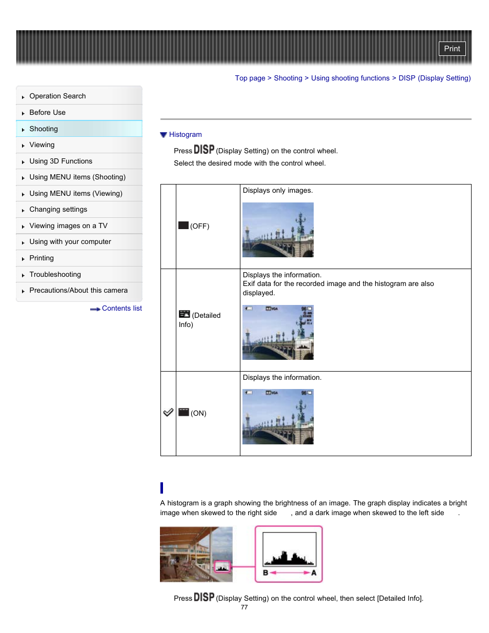 Disp (display setting) | Sony DSC-HX9V User Manual | Page 77 / 289