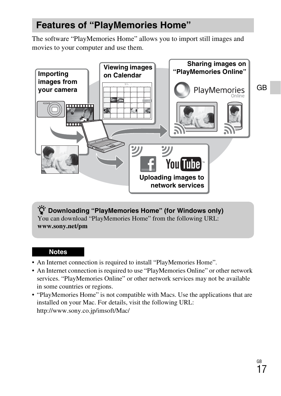 Features of “playmemories home | Sony DSC-H200 User Manual | Page 17 / 48