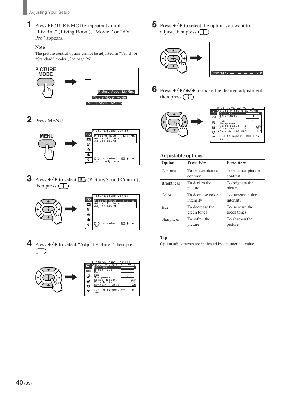 Press menu, Menu | Sony KE-32TS2 User Manual | Page 40 / 188