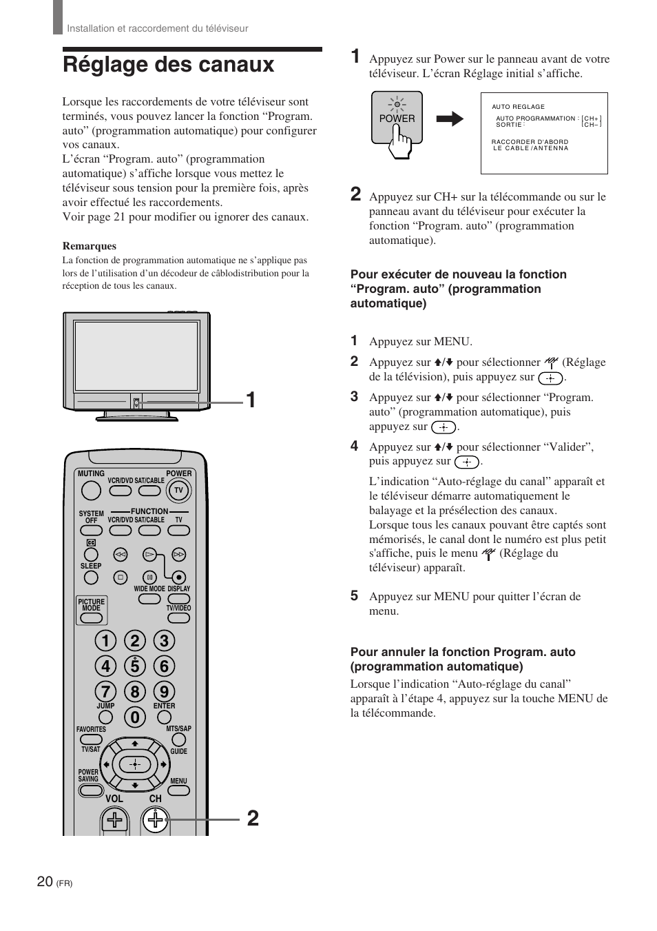 Réglage des canaux | Sony KE-32TS2 User Manual | Page 82 / 188