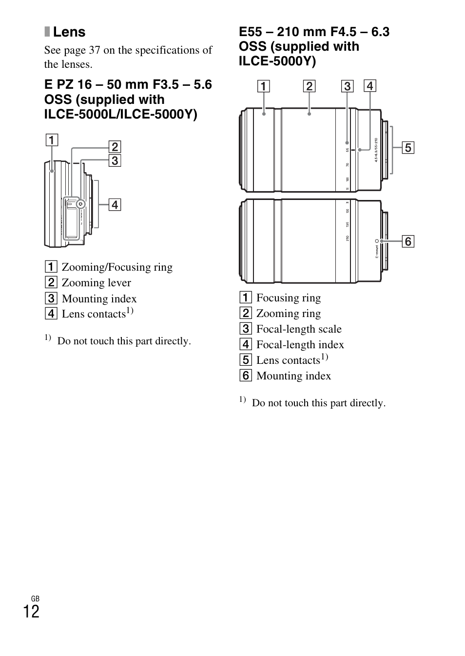 Xlens | Sony ILCE-5000L User Manual | Page 12 / 40