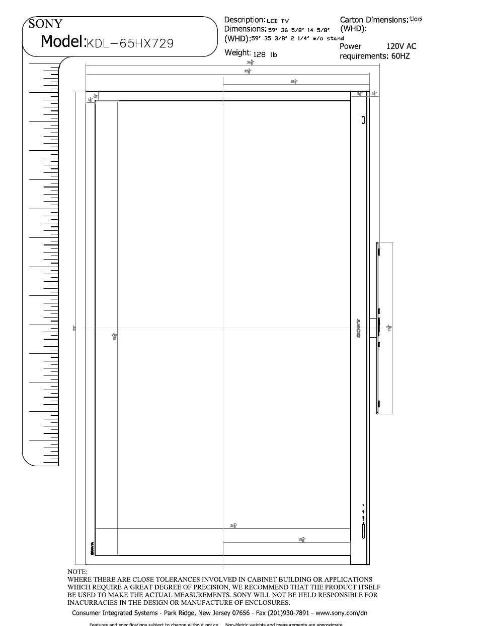 Sony KDL-65HX729 User Manual | 5 pages