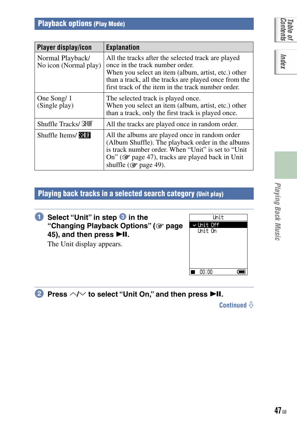 Ou can also play back tracks in random order | Sony NW-HD5 User Manual | Page 47 / 82