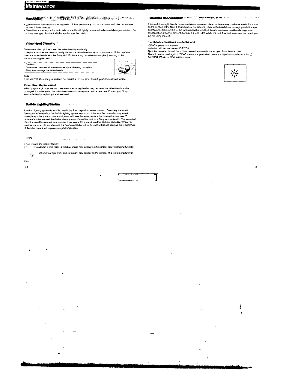 Maintenance | Sony GV-M20 User Manual | Page 17 / 20