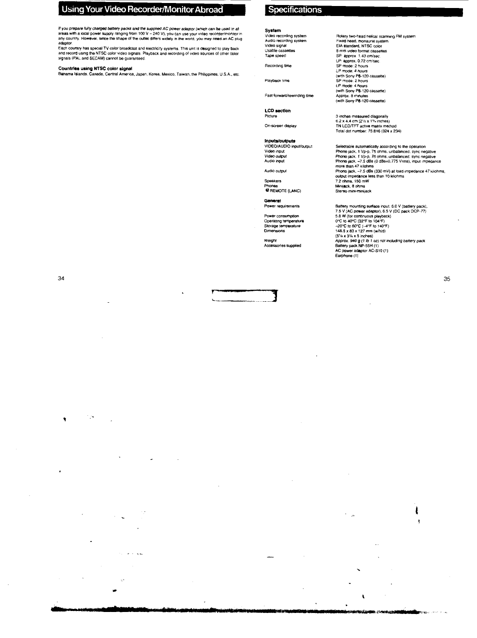 Wtipawii | Sony GV-M20 User Manual | Page 18 / 20