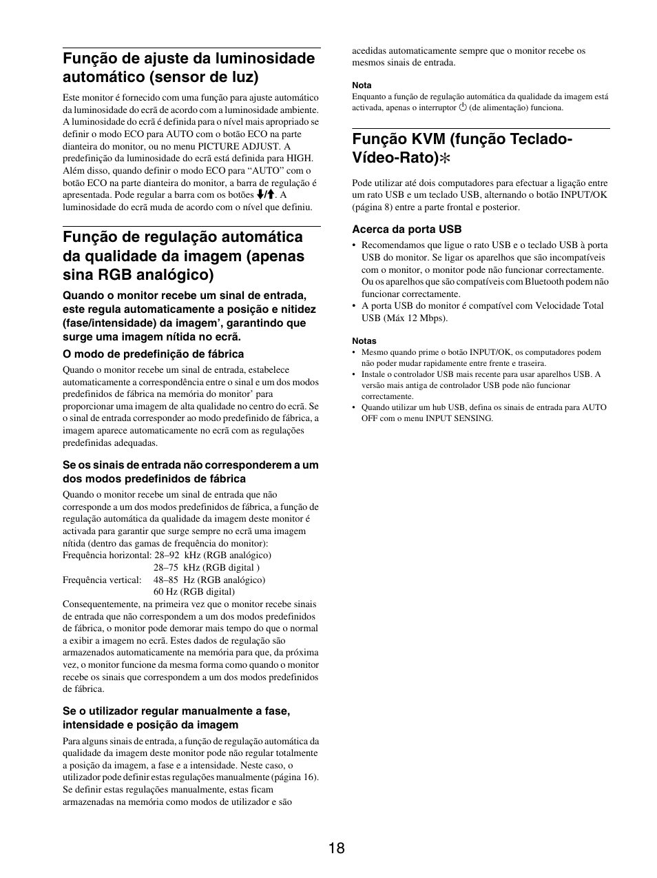 Função kvm (função teclado-vídeo-rato), Função kvm (função teclado- vídeo-rato) | Sony SDM-S205FB User Manual | Page 170 / 403