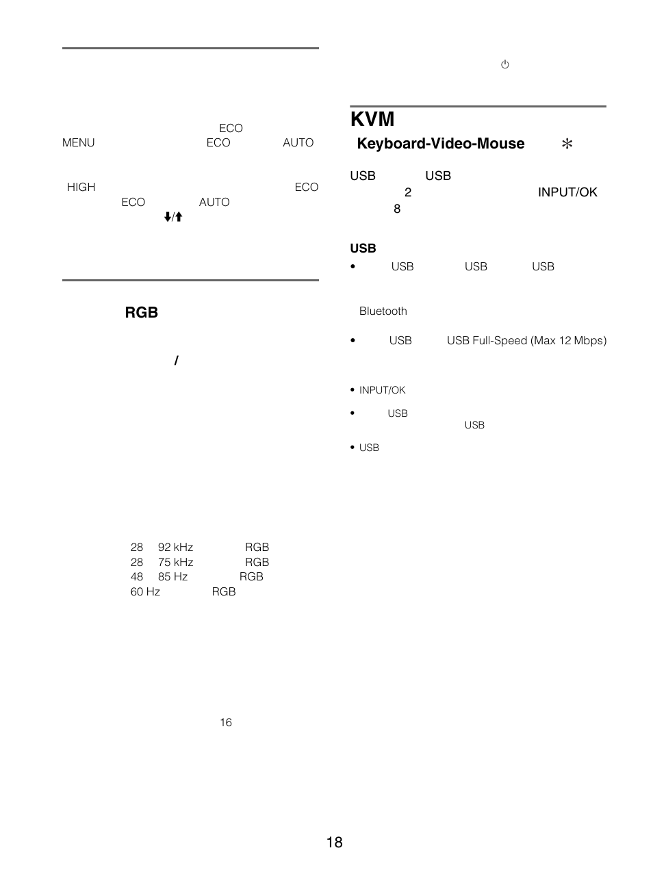 自動輝度調整機能 （ライトセンサー, 自動画質調整機能 （アナログrgb信号のみ, Kvm機能 （keyboard-video-mouse機能 | 自動輝度調整機能（ライトセンサー, 自動画質調整機能（アナログ, 信号のみ, Keyboard-video-mouse, 自動画質調整機能, アナログ | Sony SDM-S205FB User Manual | Page 18 / 403