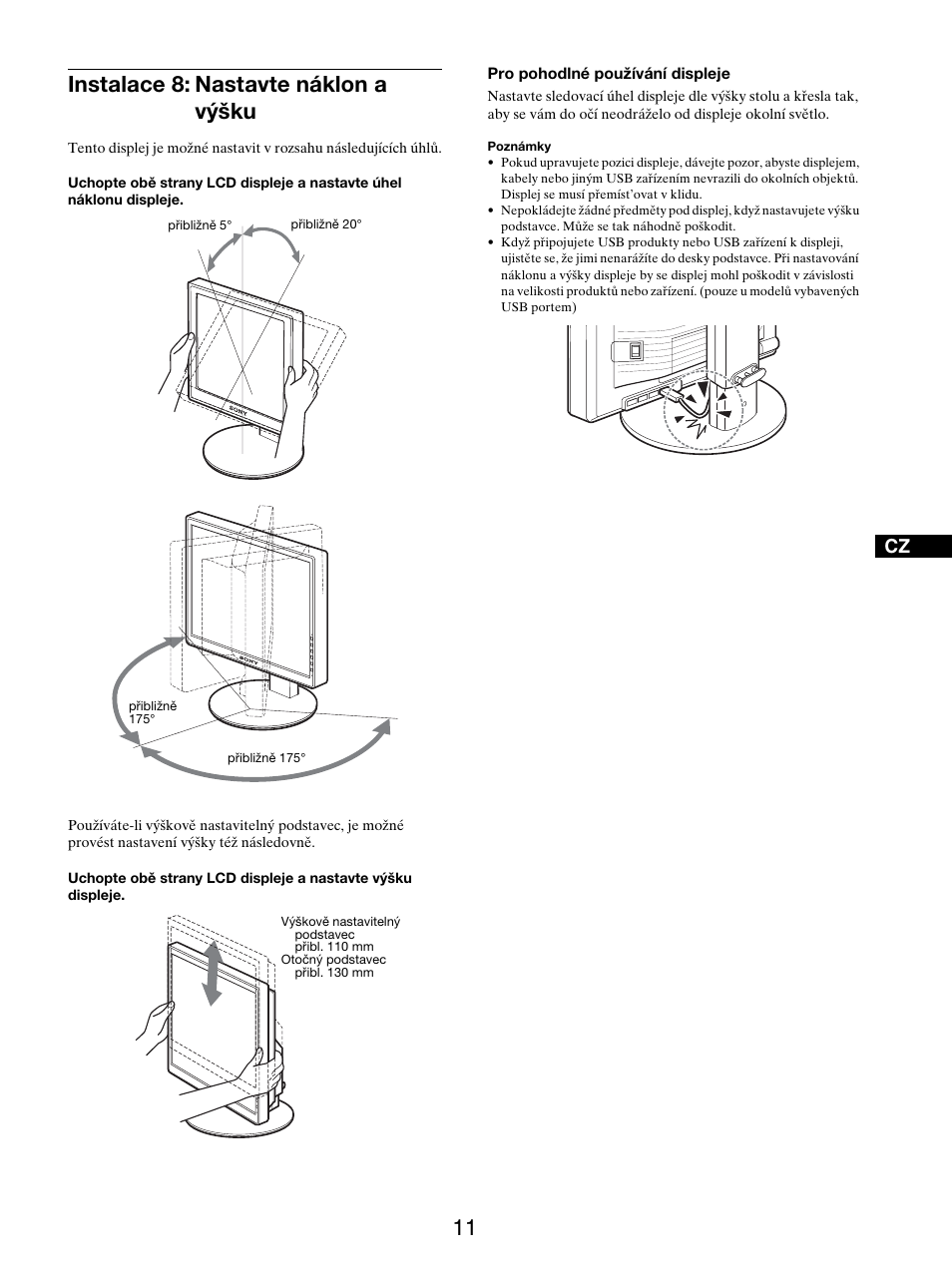 Instalace 8: nastavte náklon a výšku | Sony SDM-S205FB User Manual | Page 288 / 403