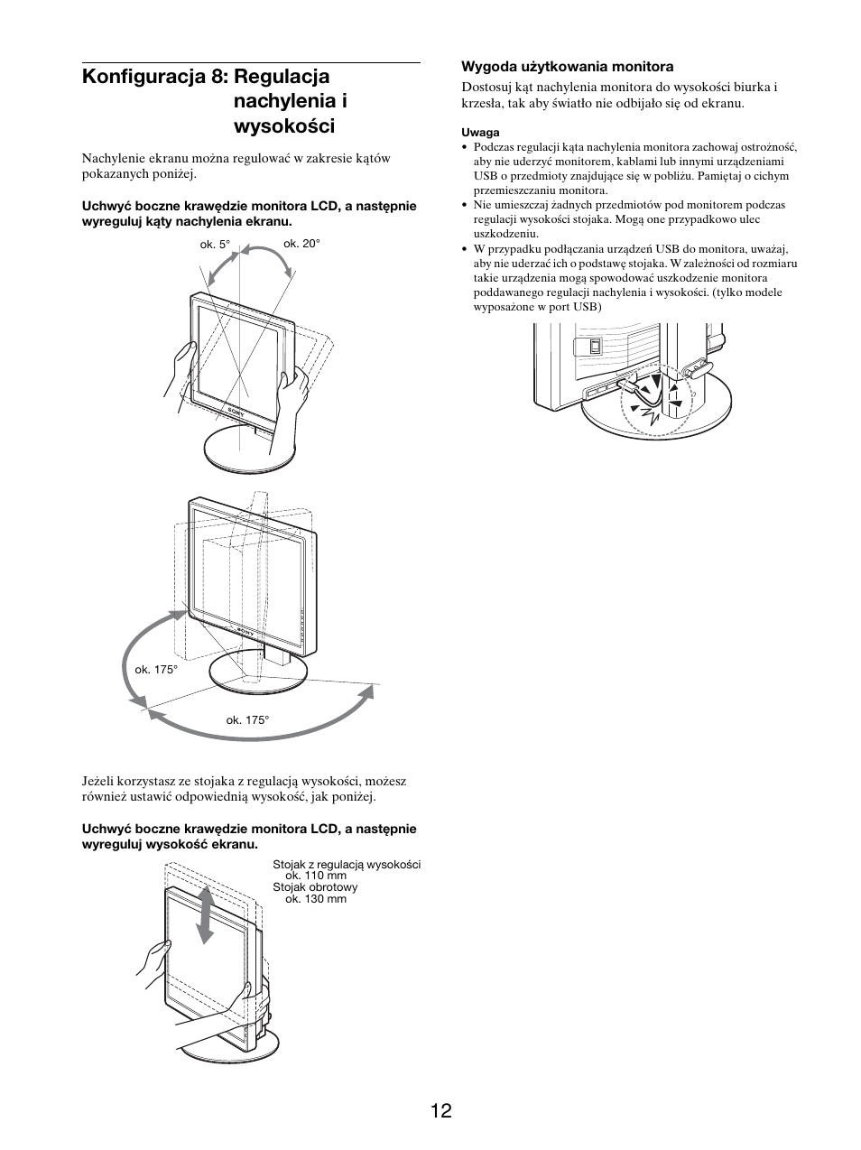 Konfiguracja 8: regulacja nachylenia i wysokości | Sony SDM-S205FB User Manual | Page 339 / 403