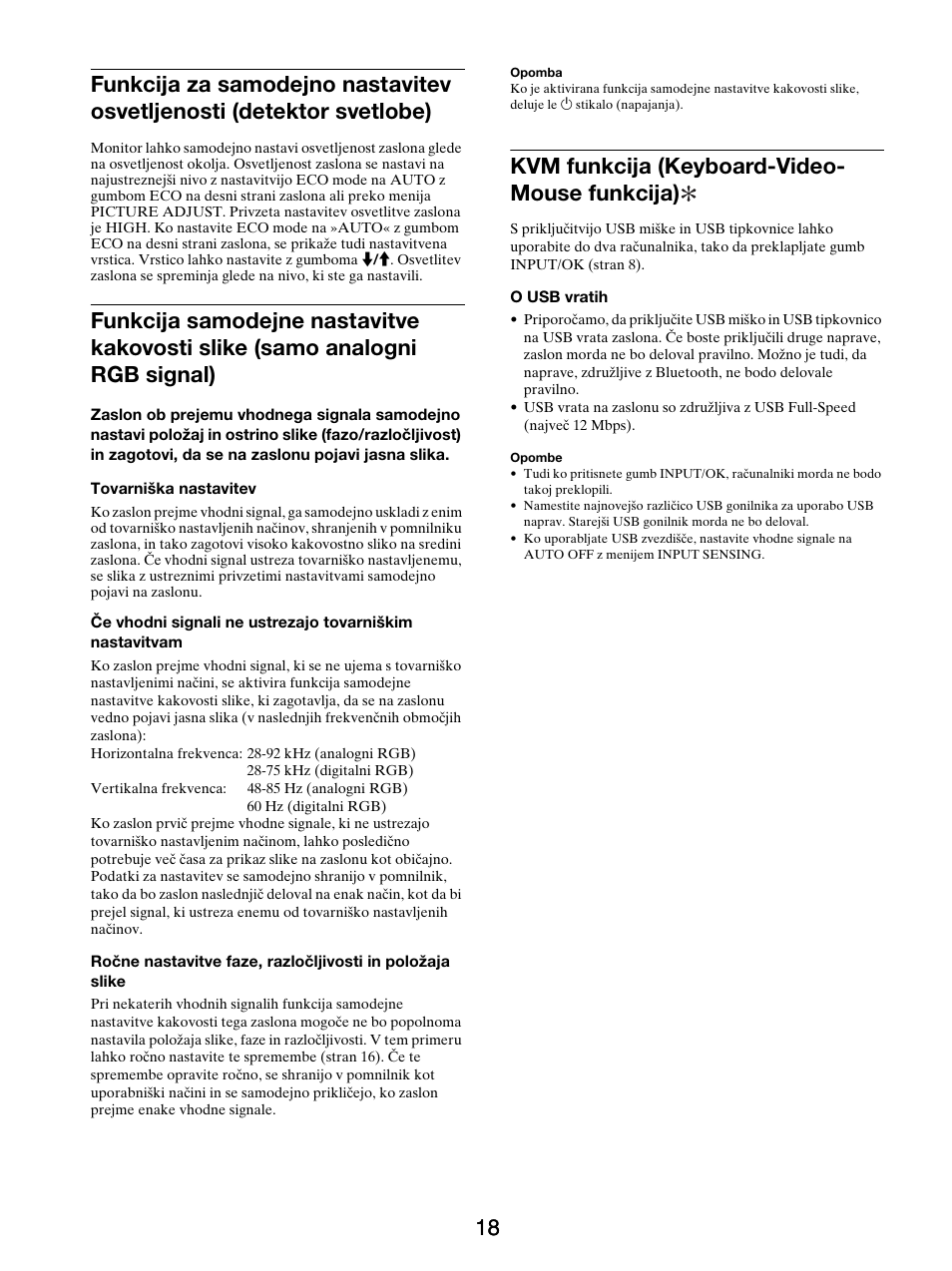 Kvm funkcija (keyboard-video-mouse funkcija), Kvm funkcija (keyboard-video- mouse funkcija) | Sony SDM-S205FB User Manual | Page 371 / 403
