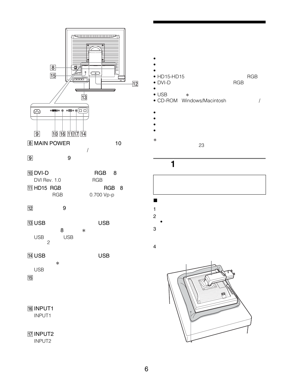 接続と設定, 準備1：スタンドを組み立てる, スタンドを組み立てる | Sony SDM-S205FB User Manual | Page 6 / 403
