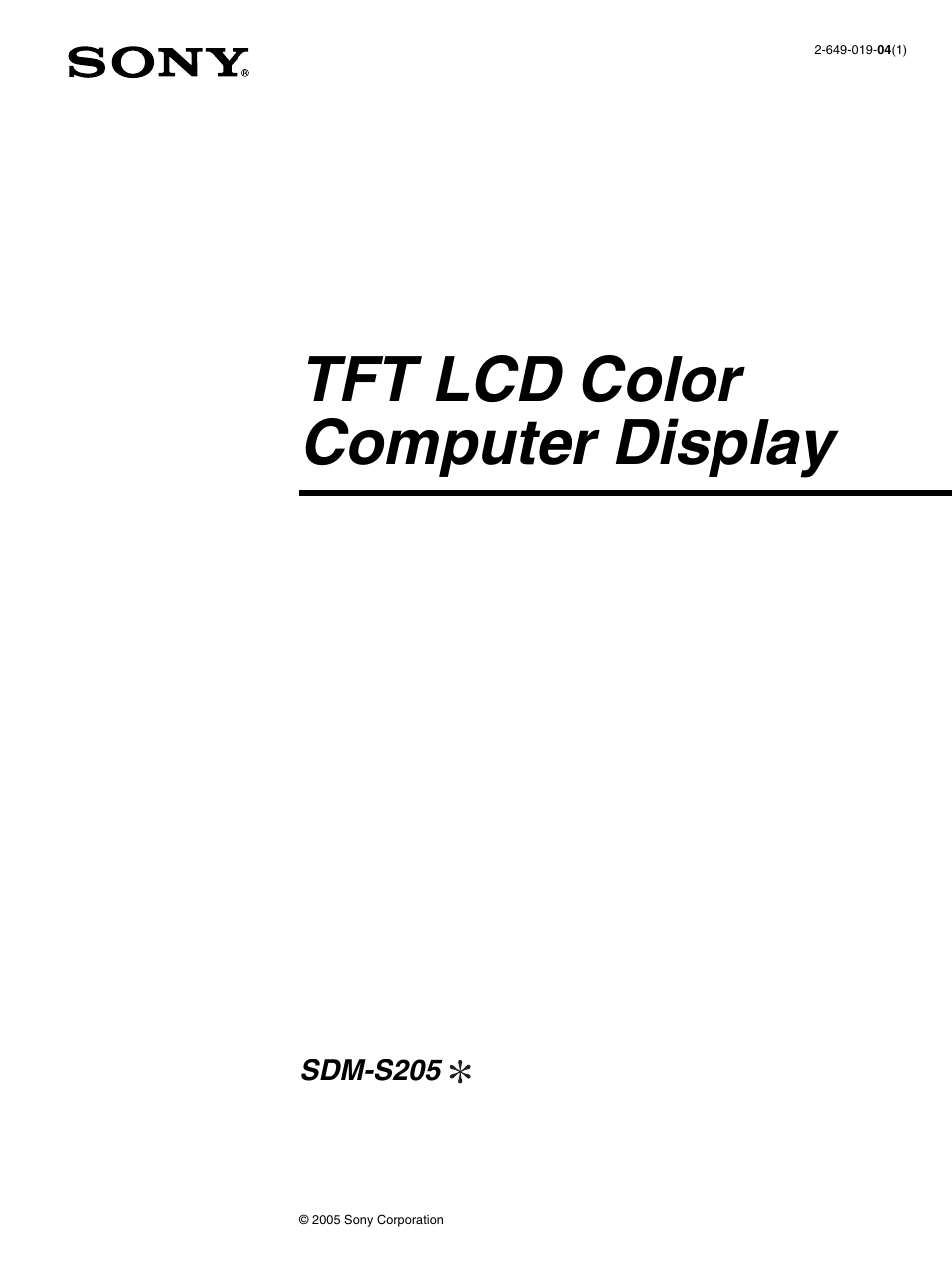 Obere seite, Tft lcd color computer display | Sony SDM-S205FB User Manual | Page 76 / 403