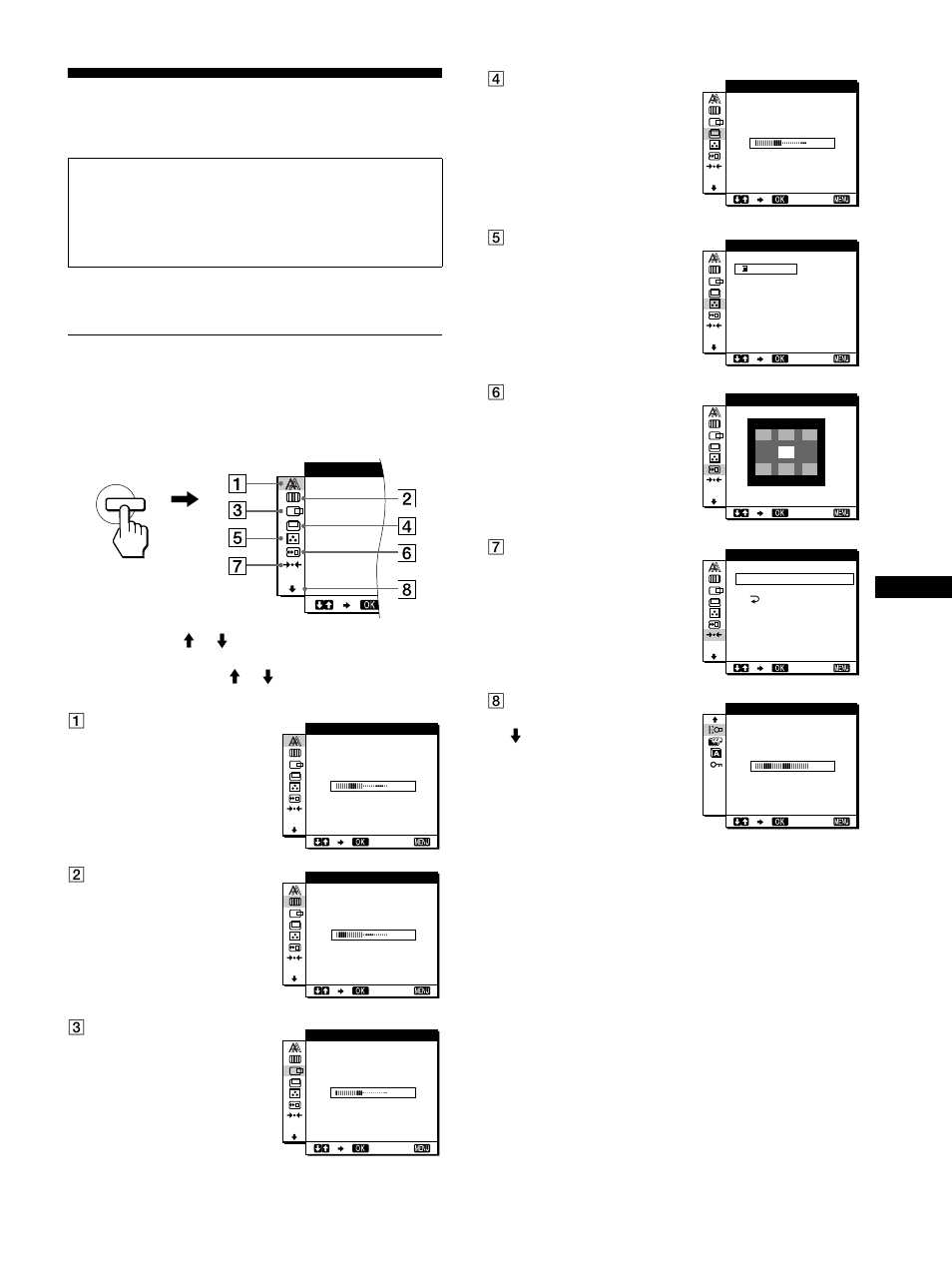 Personnalisation de votre moniteur, Pilotage par menu | Sony SDM-M51 User Manual | Page 31 / 104