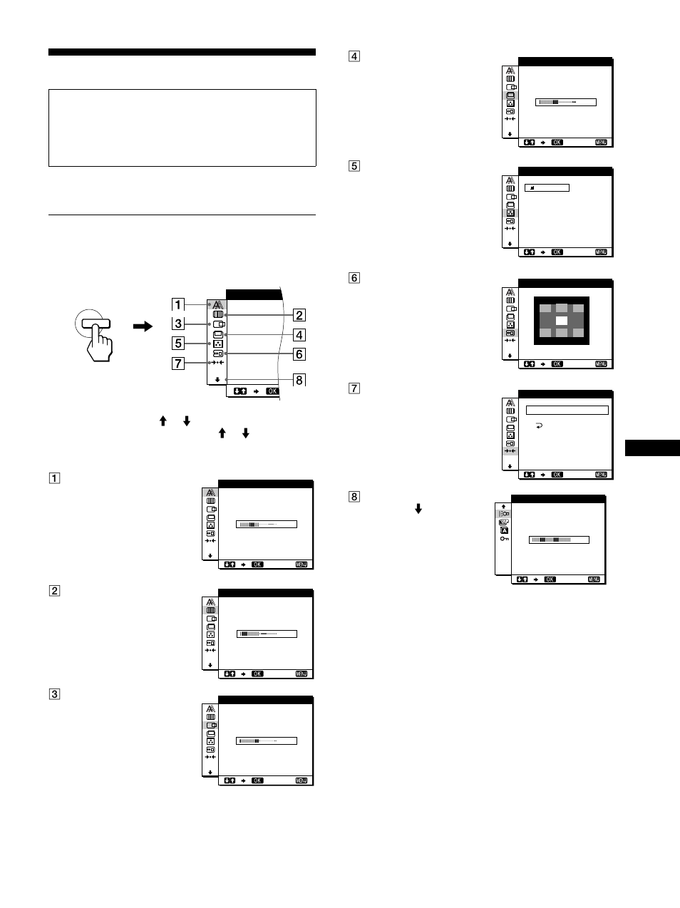 Einstellen des monitors, Navigieren in den menüs | Sony SDM-M51 User Manual | Page 51 / 104