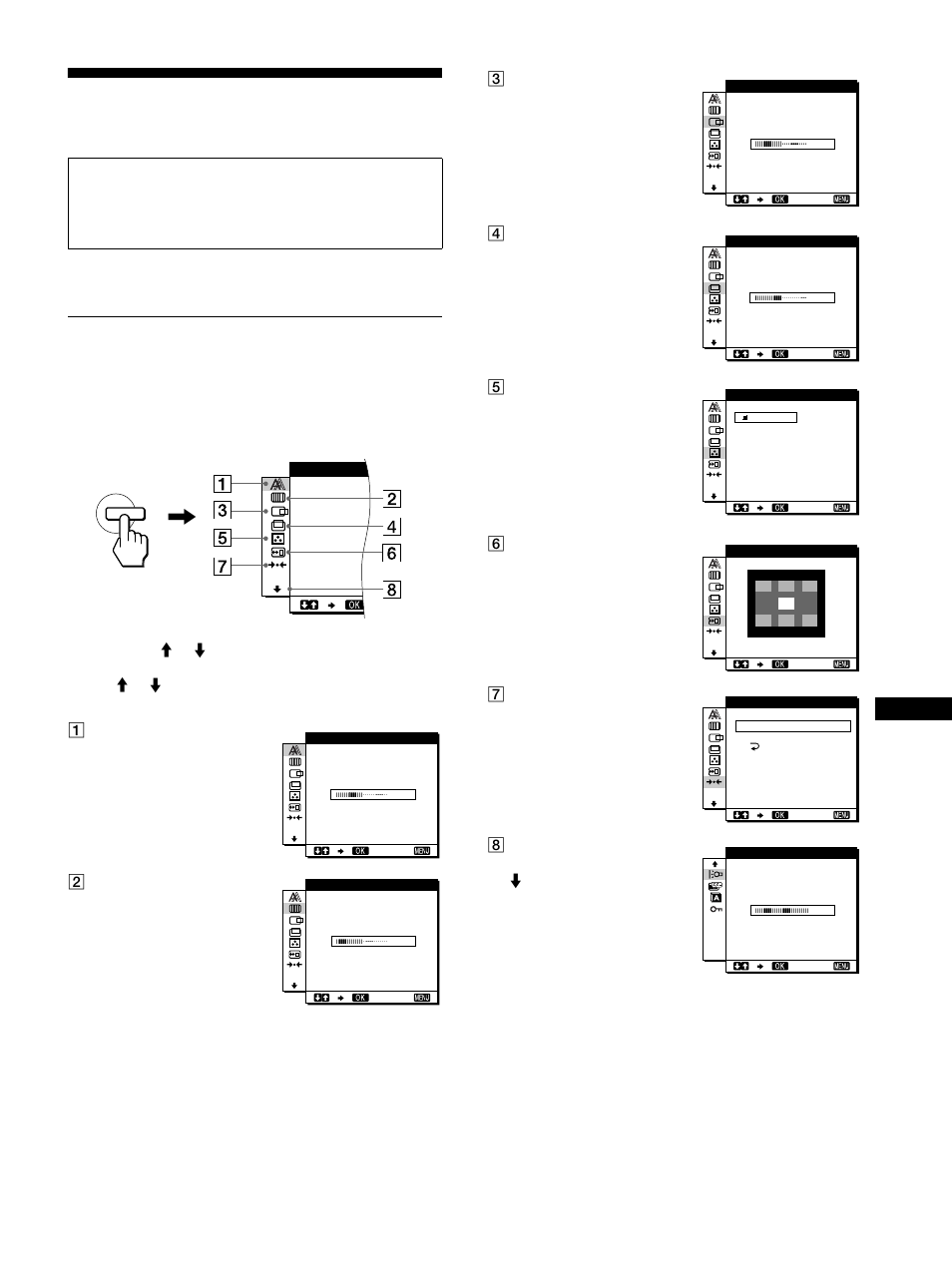 Personalizzazione del monitor, Come spostarsi all’interno del menu | Sony SDM-M51 User Manual | Page 91 / 104