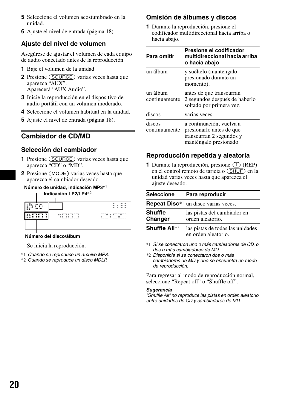 Cambiador de cd/md | Sony CDX-GT920U User Manual | Page 44 / 56