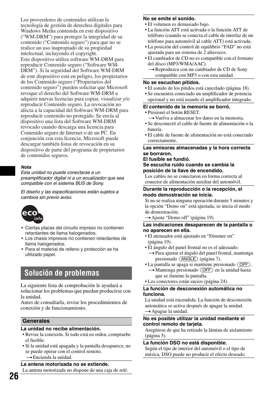 Solución de problemas | Sony CDX-GT920U User Manual | Page 50 / 56
