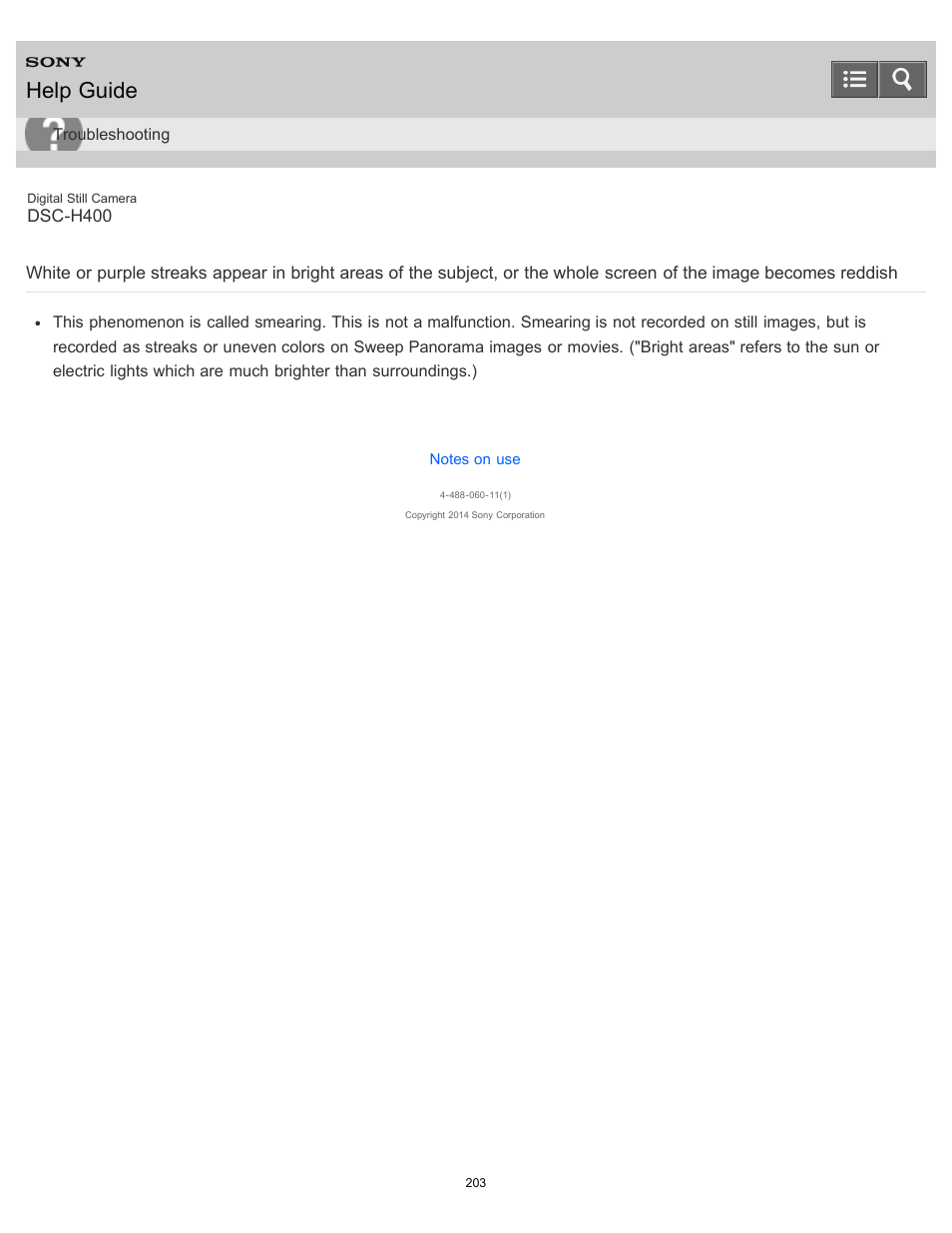 Help guide | Sony DSC-H400 User Manual | Page 207 / 238