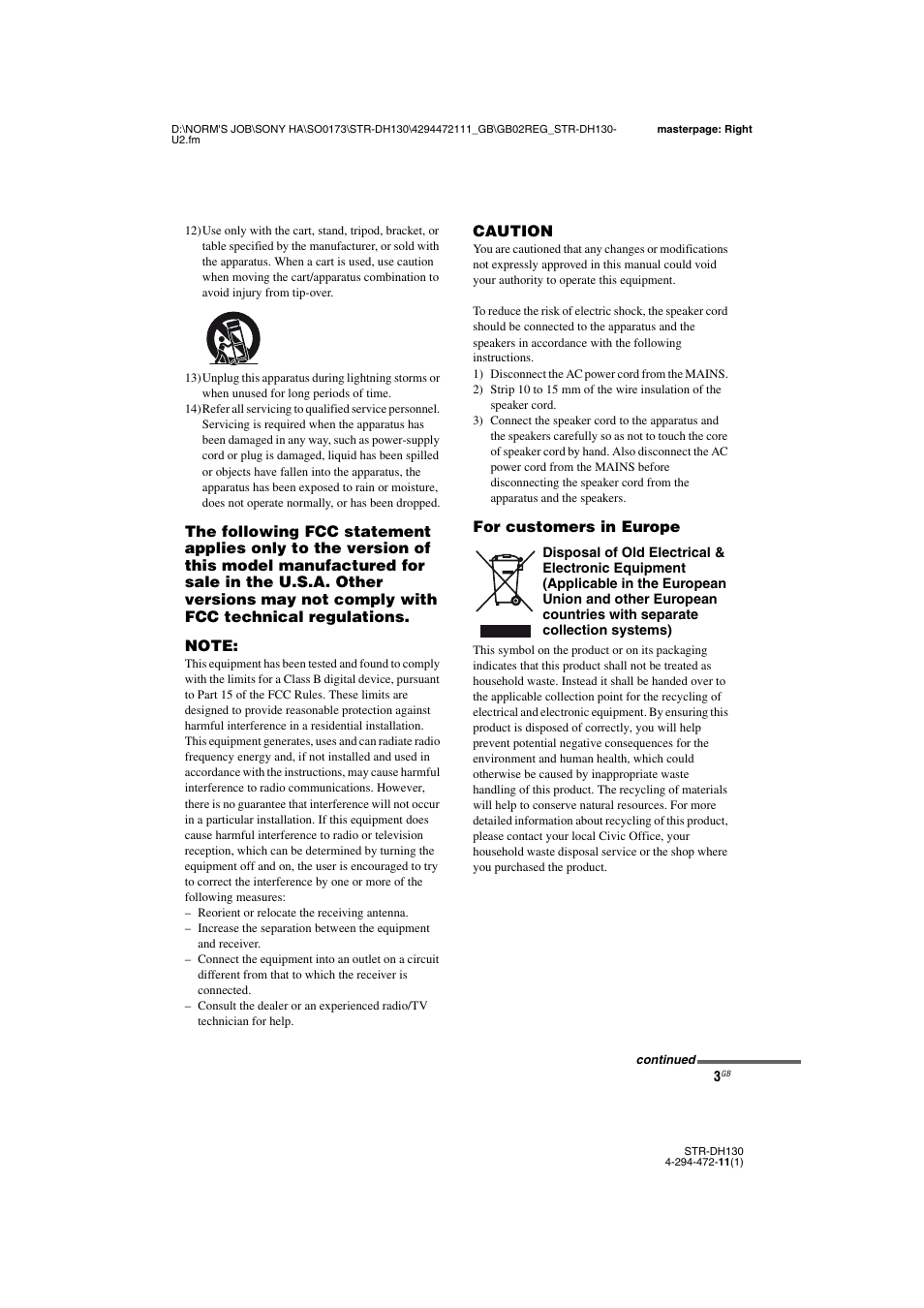 Sony STR-DH130 User Manual | Page 3 / 36