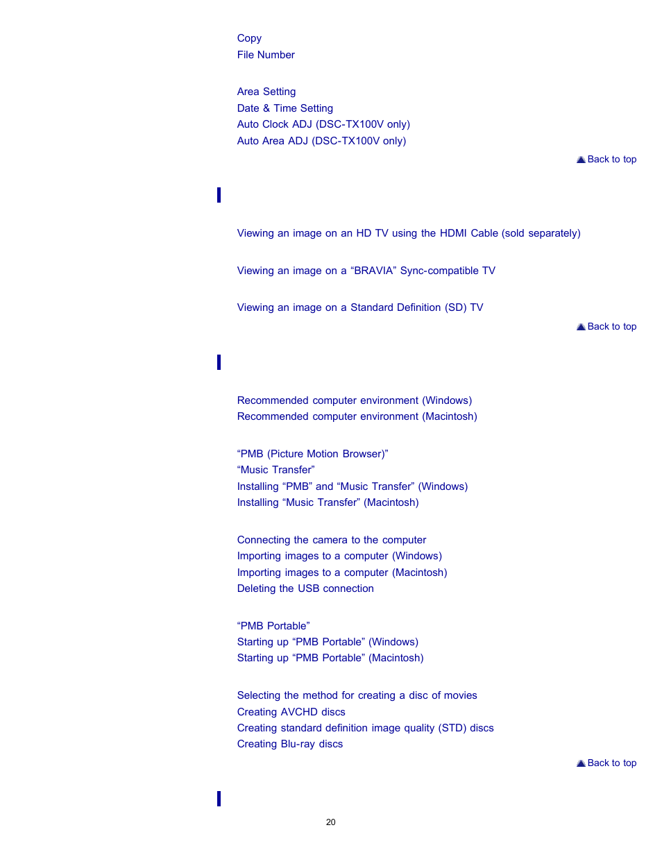 Sony DSC-TX10 User Manual | Page 20 / 296