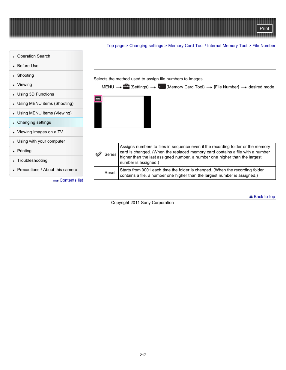 File number | Sony DSC-TX10 User Manual | Page 217 / 296