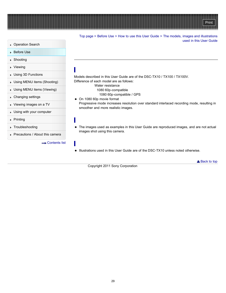 Sony DSC-TX10 User Manual | Page 29 / 296