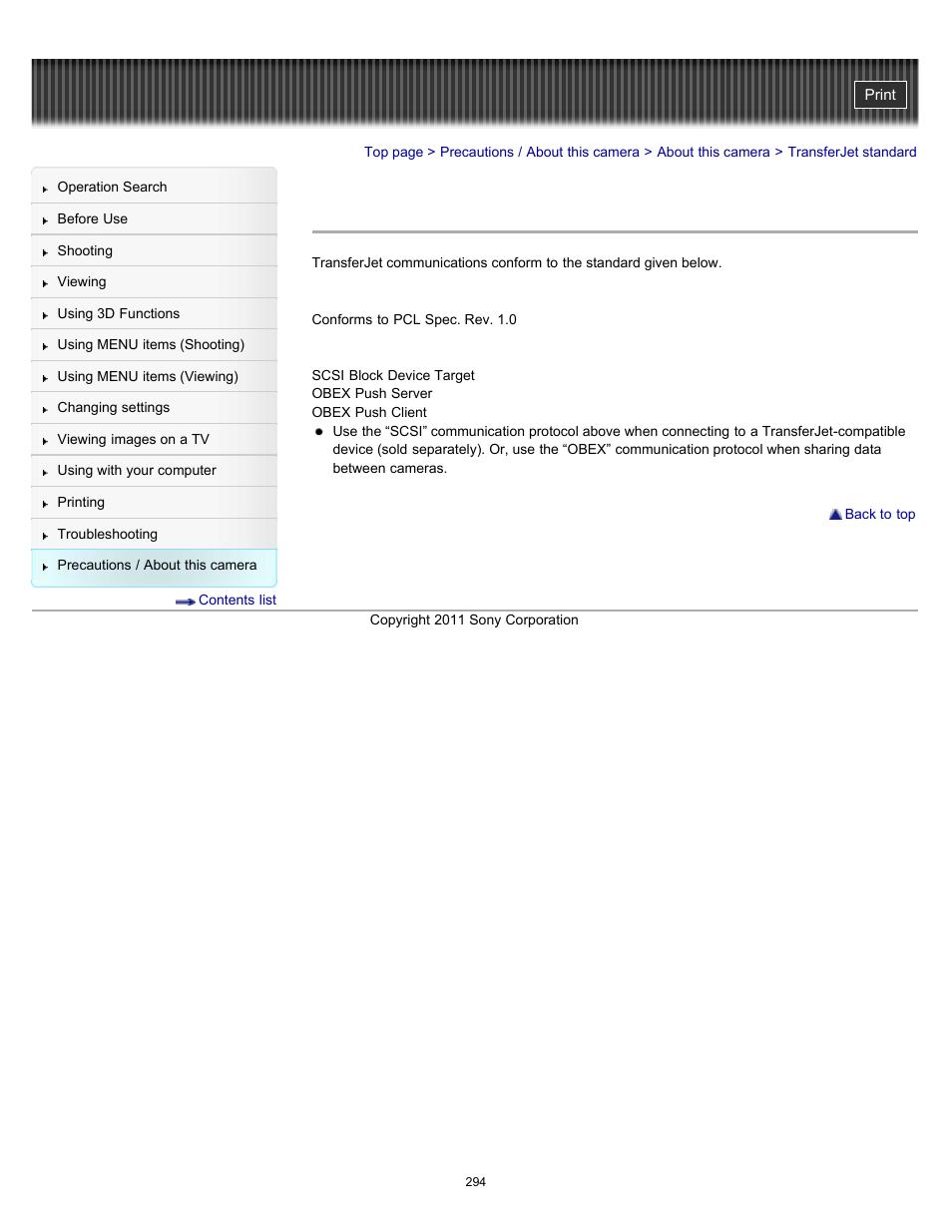 Transferjet standard | Sony DSC-TX10 User Manual | Page 294 / 296