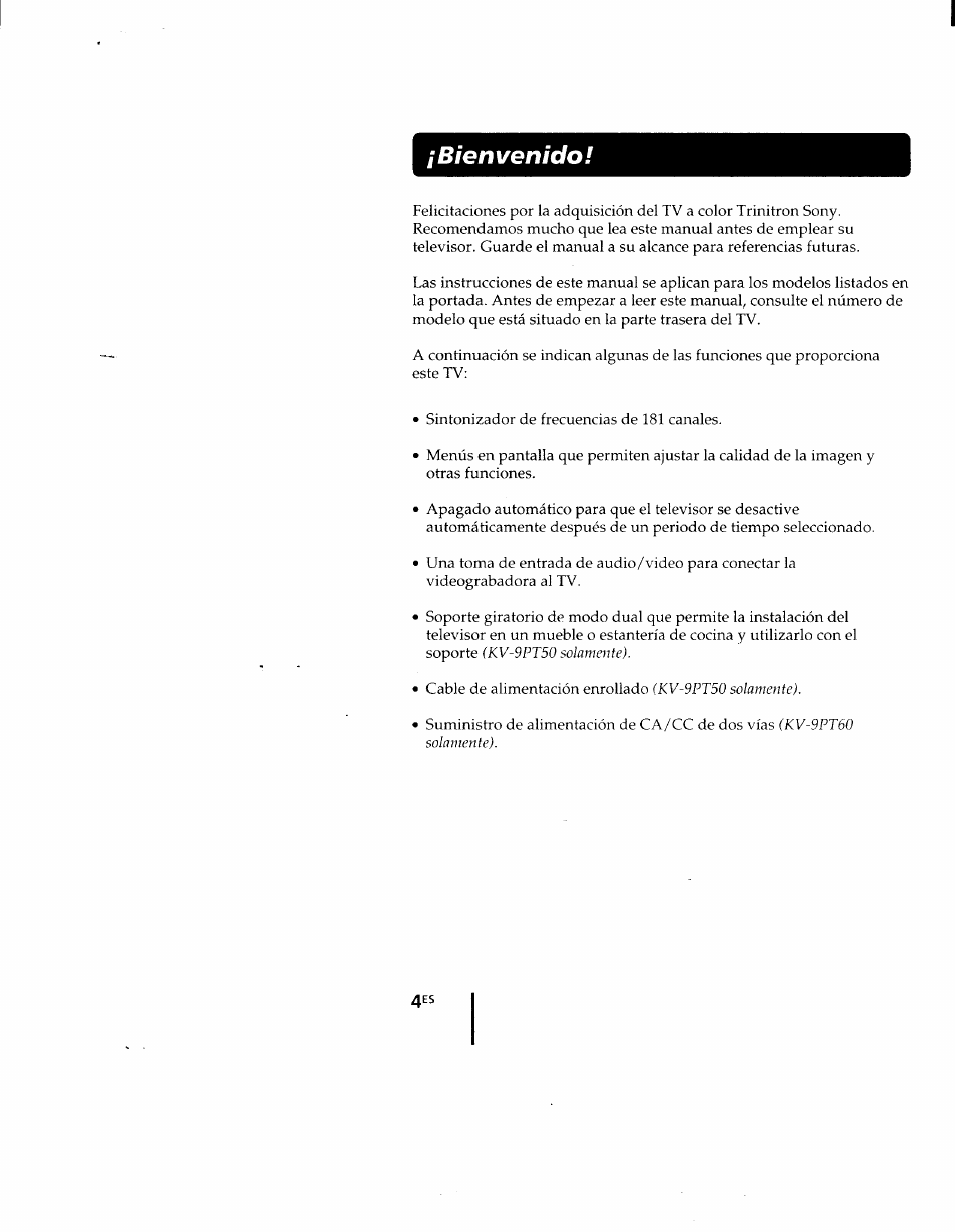 Bienvenido | Sony KV-9PT60 User Manual | Page 32 / 56