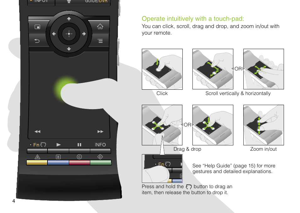 Operate intuitively with a touch-pad | Sony NSZ-GS8 User Manual | Page 4 / 16