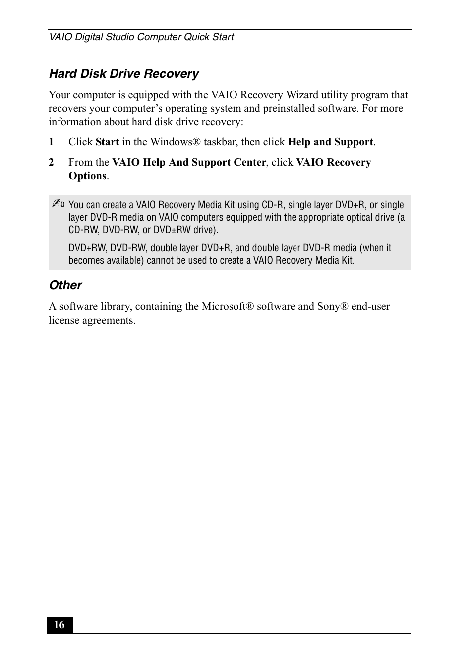 Sony VGC-RA910G User Manual | Page 16 / 80