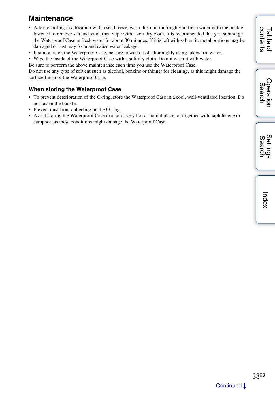 Maintenance | Sony HDR-AS30V User Manual | Page 38 / 73