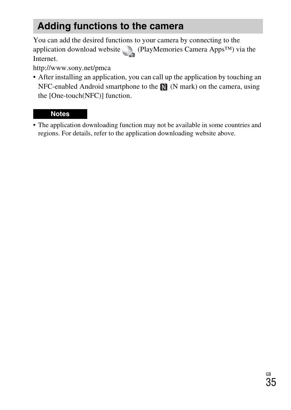 Adding functions to the camera, P. 35 | Sony ILCE-6000L User Manual | Page 35 / 48