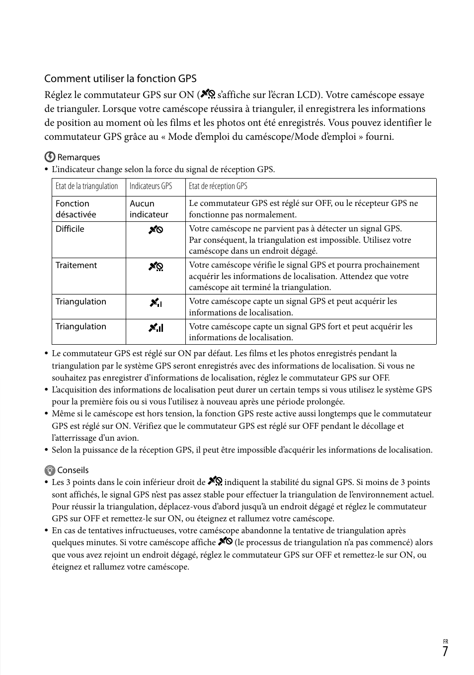 Comment utiliser la fonction gps | Sony HDR-TG5V User Manual | Page 17 / 36