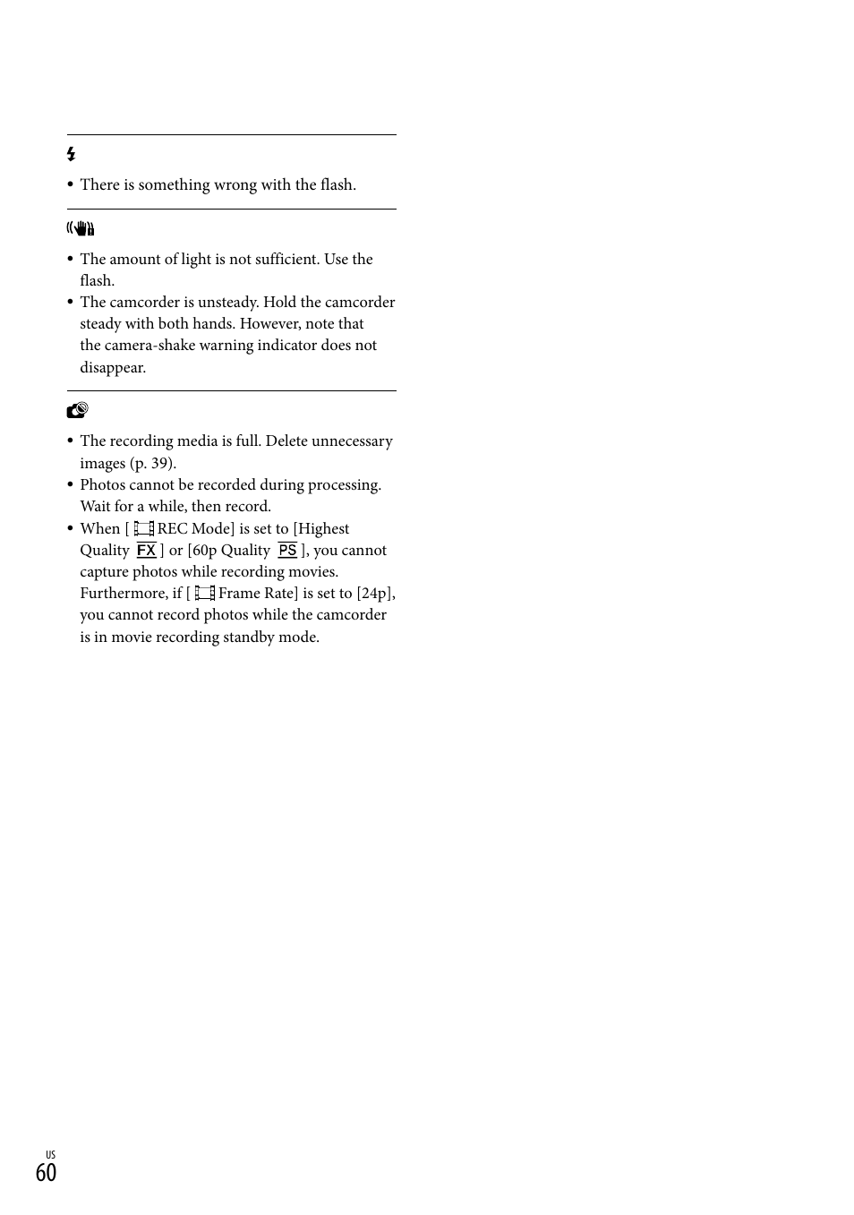 O 60), and | Sony HDR-TD10 User Manual | Page 60 / 142