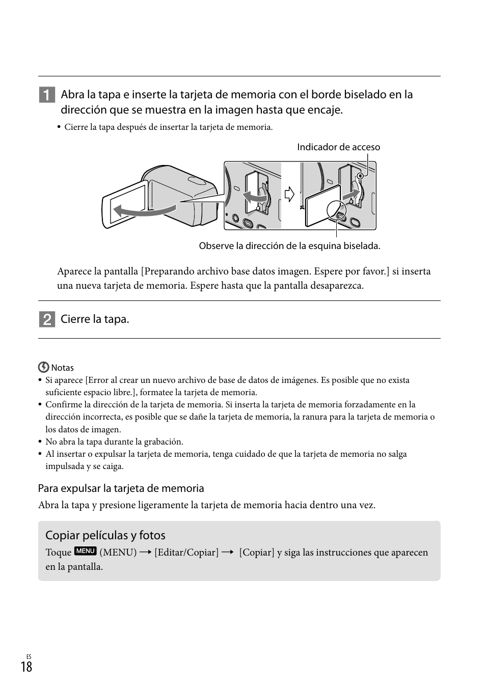 Copiar películas y fotos | Sony HDR-TD10 User Manual | Page 90 / 142