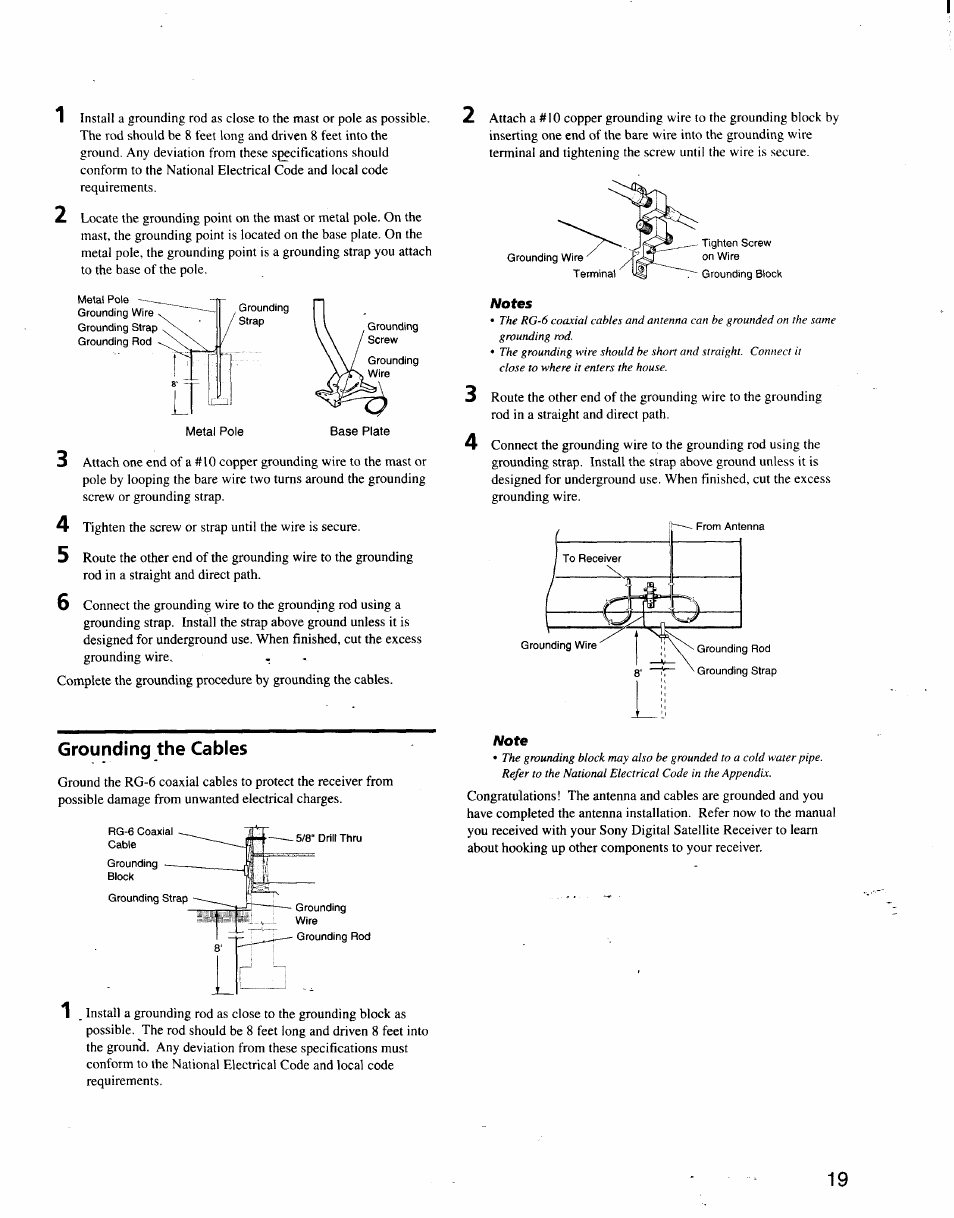 Grounding the cables | Sony SAT-A3 User Manual | Page 113 / 116
